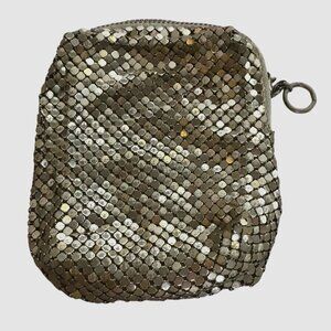 Vintage Gold Tone Metal Mesh Zip Coin Purse Talon Zipper Mini MCM Collectible